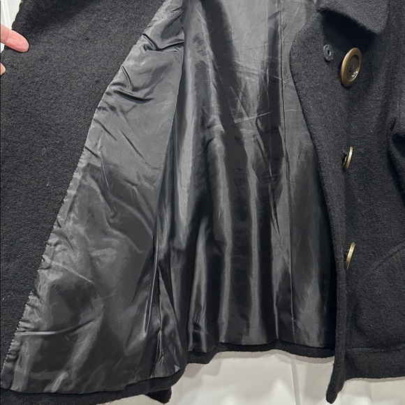 Carson Black Wool Swing Jacket with Decorative Buttons Appliquéd Fabric - Size M - Picture 10 of 16